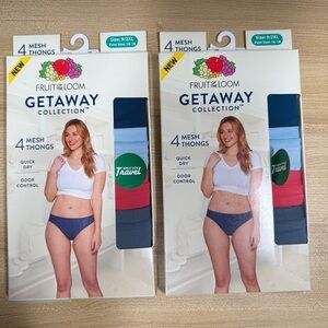 Fruit of the Loom Getaway Collection Mesh Thongs 4-pack Panties‎ set of 2